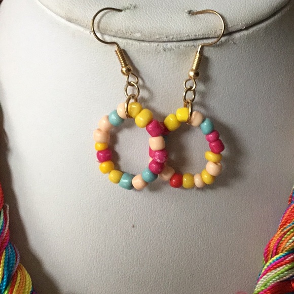 Multi color bead and braided thread bohemian set - Picture 3 of 3